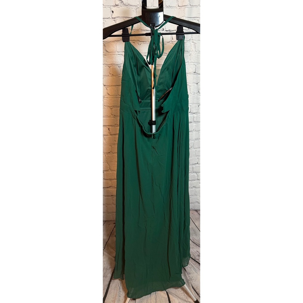 Ever Pretty Dark Green High Low Chiffon Gown Open Back Dress US 14 NWT - Picture 3 of 4